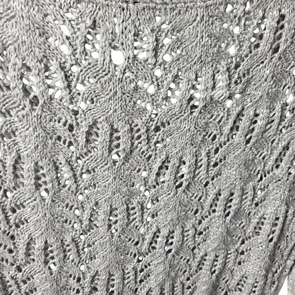 Skyes The Limit Womens Silver Knit Sweater Top With Long Sleeves - Picture 4 of 4